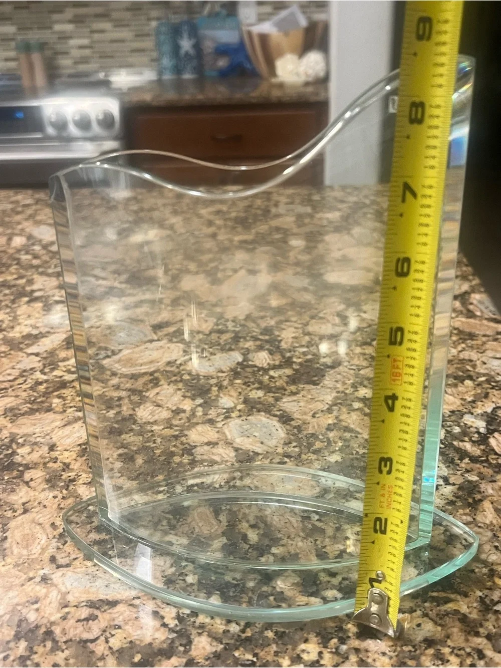 Vintage Red Sea Brand Glass Art Unique Shaped Clear Vase with Base
